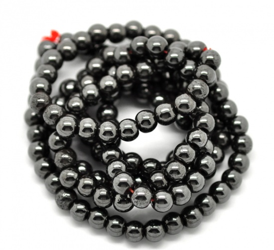 Picture of Hematite Round Loose Beads 6mm(1/4") 40cm long, sold per packet of 3 strands