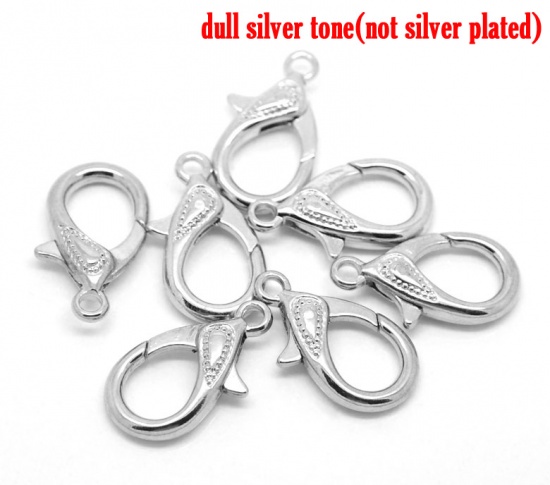 Picture of Zinc Based Alloy Lobster Clasps Silver Tone Dot Carved 30mm x 18mm, 10 PCs