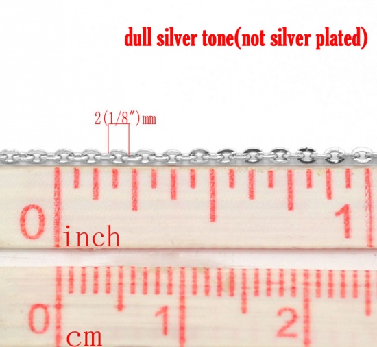 304ステンレス鋼 小豆チェーン シルバートーン 2x1.5mm、 10メートル の画像