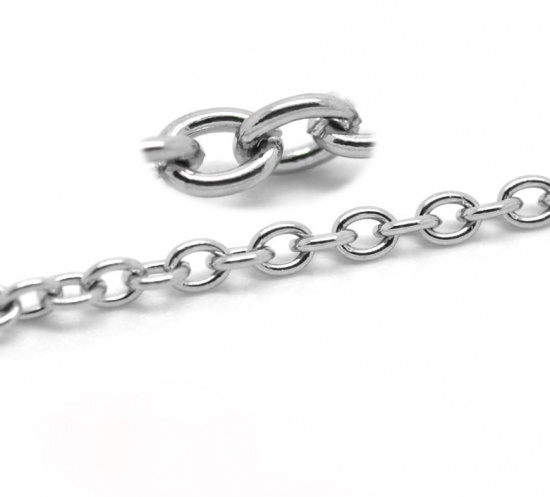 Picture of 304 Stainless Steel Open Link Cable Chain Findings Silver Tone 4x3mm(1/8"x1/8"), 10 M