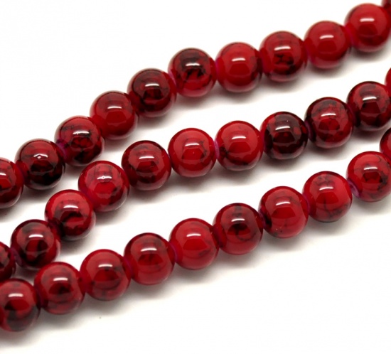 Bild von Rot Rund Glasperlen Beads 8mm, 80cm lang,verkauft eine Packung mit 5 Stränge(ca. 5x105Stk.)