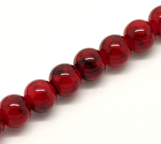 Bild von Rot Rund Glasperlen Beads 8mm, 80cm lang,verkauft eine Packung mit 5 Stränge(ca. 5x105Stk.)