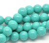 Picture of Glass Imitation Turquoise Beads Round Green Drawbench About 10mm Dia, Hole: Approx 1mm, 80cm long, 2 Strands (Approx 80 PCs/Strand)
