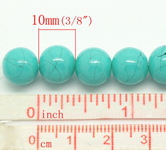 クリスタルガラスビーズ 円形 緑 ドローベンチ 約 10mm直径、 穴：約 1mm、 80cm長さ、 2 連 （約 80PCS /一連） の画像
