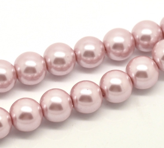Picture of Glass Pearl Imitation Beads Round Korea Pink About 12mm Dia, Hole: Approx 1mm, 80cm long, 1 Strand (Approx 70 PCs/Strand)