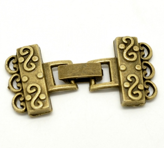 Image de Fermoirs à Crochet Pour Bracelets Bronze Antique 4.6cm x 2.3cm,5 Kits