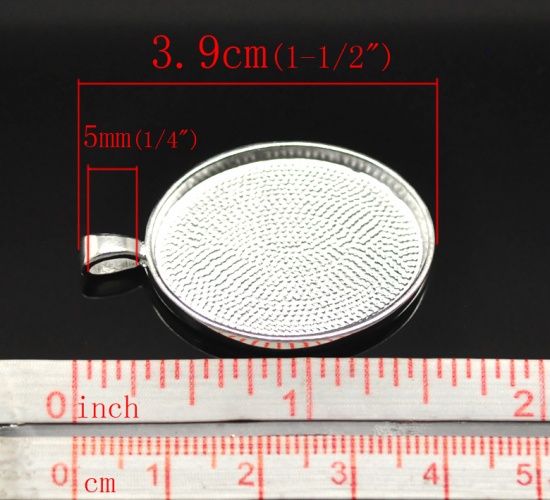 Immagine di 5 Pz Lega di Zinco Basi per Cabochon Ciondoli Ovale Argento Placcato (Adatto 30mm x 22mm) 3.9cm x 2.5cm