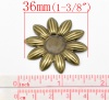 Bild von Eisen(Legierung) Verzierung Embellishments Gänseblümchen Blumen Bronzefarbe Cabochon Fassung für 12 mm D Cabochon gestreift 3.6cm x 3.6cm, 50 Stück