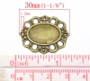 Image de Connecteur de Bijoux en Alliage de Fer Ovale Bronze Antique (Convenable à Cabochon 18mm x 12.5mm) 30mm x 26mm, 50 PCs