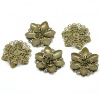 Picture of 10 Antique Bronze Filigree Stamping Flower Wraps Connnector Embellishments Findings 4.5x4.2cm(can hold SS10 rhinestone)