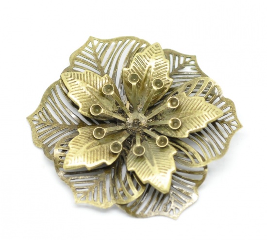 Image de 10 Camées Fleur Couleur bronze 5.5cm x 4.8cm