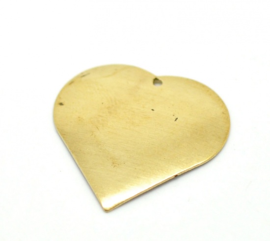 Picture of 50PCs Brass Blank Stamping Tags Love Heart for Necklaces,Earrings,Bracelets etc. 22x22mm(7/8"x7/8")                                                                                                                                                           
