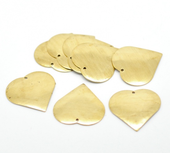 Picture of 50PCs Brass Blank Stamping Tags Love Heart for Necklaces,Earrings,Bracelets etc. 22x22mm(7/8"x7/8")                                                                                                                                                           