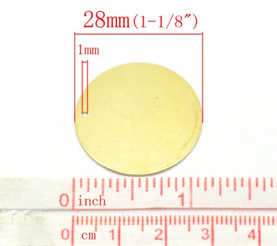 Picture of 30PCs Brass Blank Stamping Tags Round for Necklaces,Earrings,Bracelets etc.28mm(1-1/8")                                                                                                                                                                       