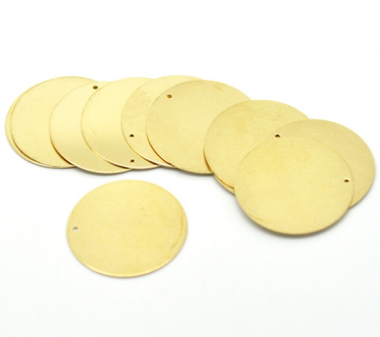 Picture of 30PCs Brass Blank Stamping Tags Round for Necklaces,Earrings,Bracelets etc.28mm(1-1/8")                                                                                                                                                                       