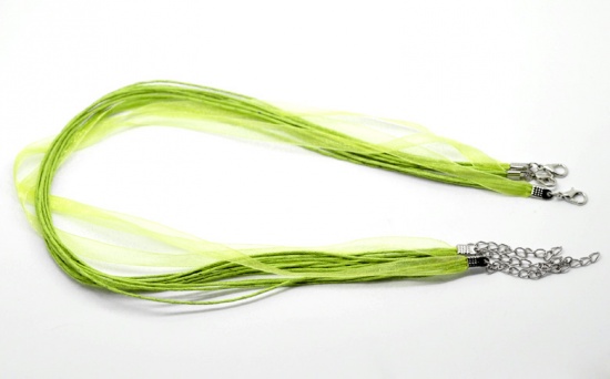 Immagine di Lega di Zinco + Ferro + Organza Stringa del CavoCollana Verde lunghezza:43cm 20 Pz