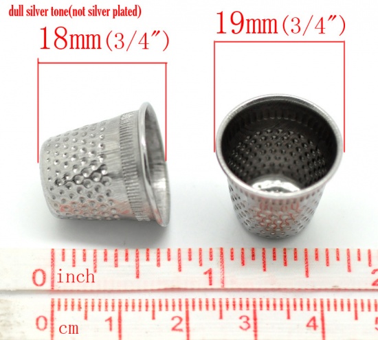 Picture of Iron Based Alloy Sewing Thimbles Silver Tone 19x18mm(6/8"x6/8"), 30 PCs