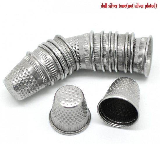 Picture of Iron Based Alloy Sewing Thimbles Silver Tone 19x18mm(6/8"x6/8"), 30 PCs