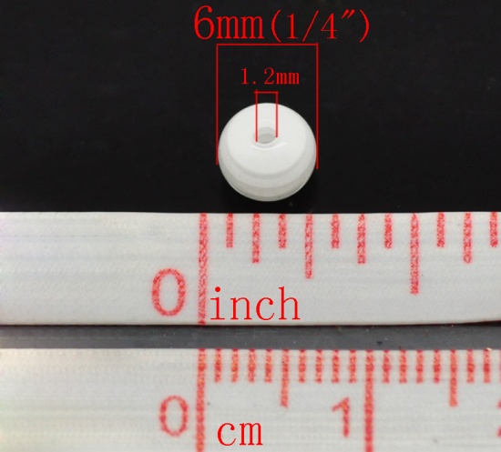 Picture of Resin Bubblegum Beads Ball White Stripe Pattern About 6mm Dia, Hole: Approx 1.2mm, 500 PCs