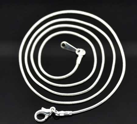 Copper Snake Chain Necklace Silver Plated 51cm(20 1/8") long, Chain Size: 1.2mm, 12 PCs