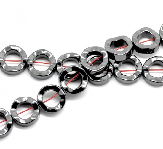 Bild von Metallgrau Rund/ Ring Hämatit Perlen Beads 12mm ca.38cm lang,verkauft eine Packung mit 2 Stränge (ca. 2x 32 Stk.)