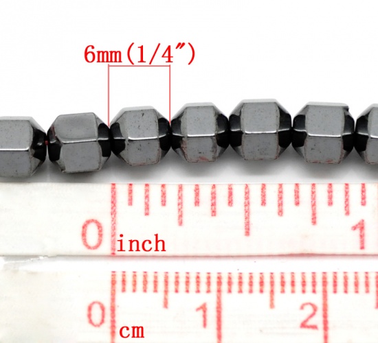 Picture of 2 Strands Gunmetal Facated Hexagon Hematite Loose Beads 6x6mm(1/4"x1/4")