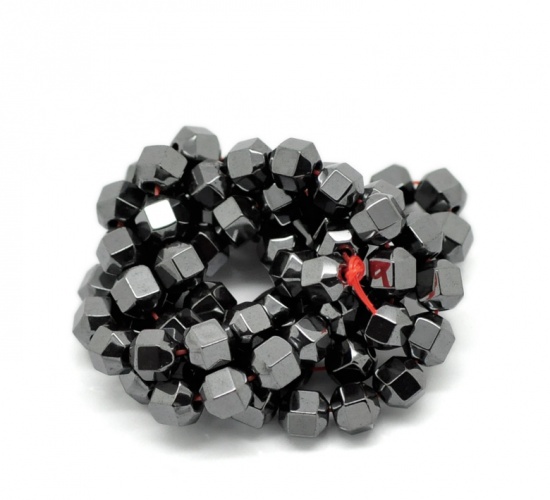 Picture of 2 Strands Gunmetal Facated Hexagon Hematite Loose Beads 6x6mm(1/4"x1/4")