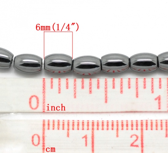 Immagine di Ematite Perline Ovale Bronzo Duro Circa 6.0mm x 4.0mm, Foro: Circa 1.0mm, lunghezza:38.0cm 3 Fili （Circa 68Pezzi/Treccia)
