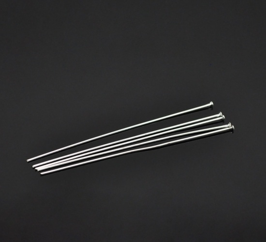 Immagine di 300PCs Silver Plated Head Pins 8cm(3-1/8")x0.8mm(20 gauge)