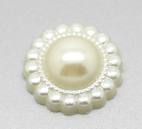 Immagine di Acrilato Cabochon per Abbellimento Fiore Bianco 20.0mm Dia, 50 Pz