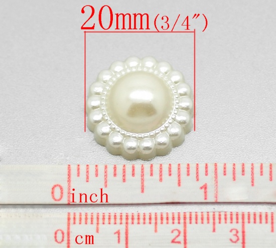 Immagine di Acrilato Cabochon per Abbellimento Fiore Bianco 20.0mm Dia, 50 Pz