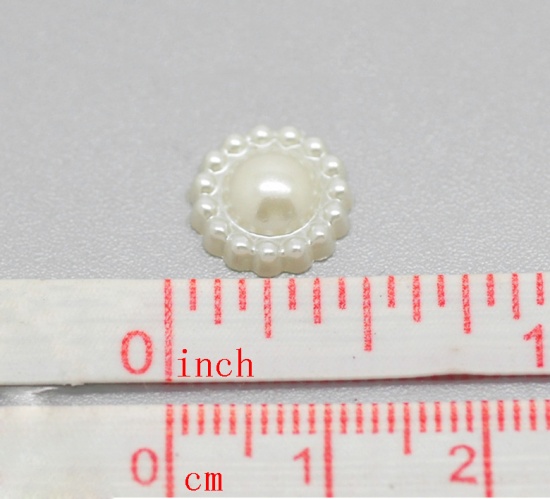 Immagine di Acrilato Cabochon per Abbellimento Fiore Bianco 11mm - 10mm Dia, 300 Pz