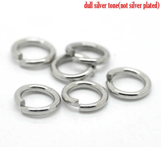 Picture of 304 Stainless Steel Open Jump Rings Findings Round Silver Tone 7mm( 2/8") Dia, 500 PCs