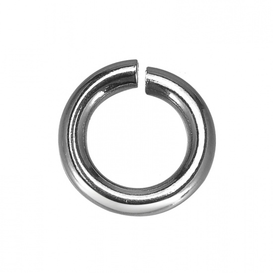 Picture of 304 Stainless Steel Open Jump Rings Findings Round Silver Tone 8mm( 3/8") Dia, 200 PCs