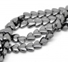 Picture of Hematite Beads Heart Black About 8mm x8mm( 3/8" x 3/8"), Hole: Approx 1mm, 38cm(15") long, 1 Strand (Approx 55 PCs/Strand)