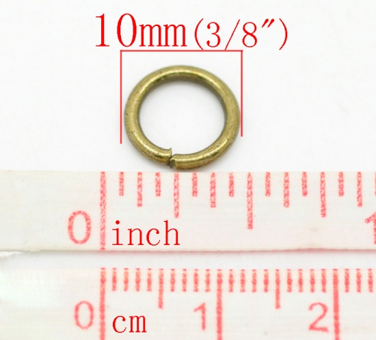 Image de 1.5mm Anneaux de Jonction Ouvert en Alliage de Fer Rond Bronze Antique 10mm Dia, 200 Pcs