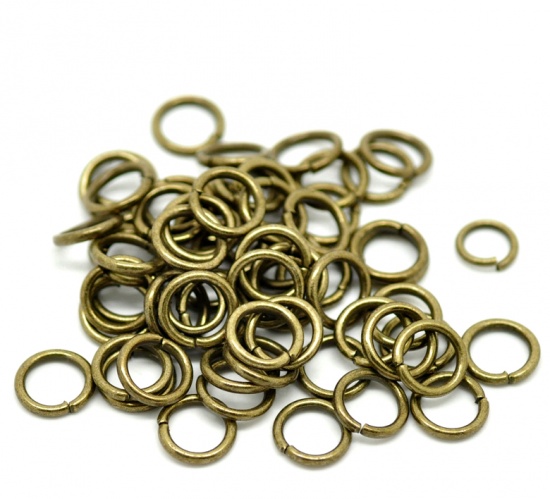 Image de 1.5mm Anneaux de Jonction Ouvert en Alliage de Fer Rond Bronze Antique 10mm Dia, 200 Pcs