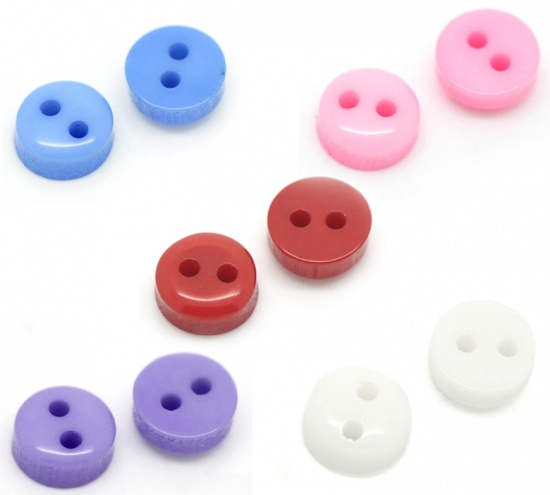 Picture of Resin Sewing Buttons Scrapbooking 2 Holes Round Mixed 6mm( 2/8") Dia, 500 PCs
