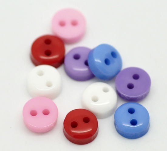 Picture of Resin Sewing Buttons Scrapbooking 2 Holes Round Mixed 6mm( 2/8") Dia, 500 PCs
