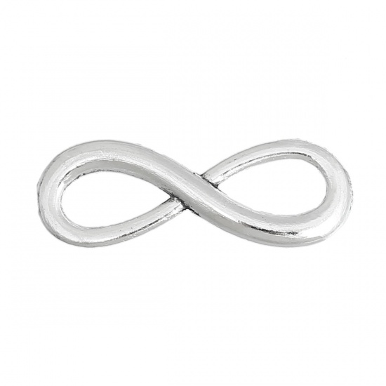 Immagine di Lega di Zinco Connettore Simbolo di Infinito Argento Antico 23mm x 8mm, 30 Pz