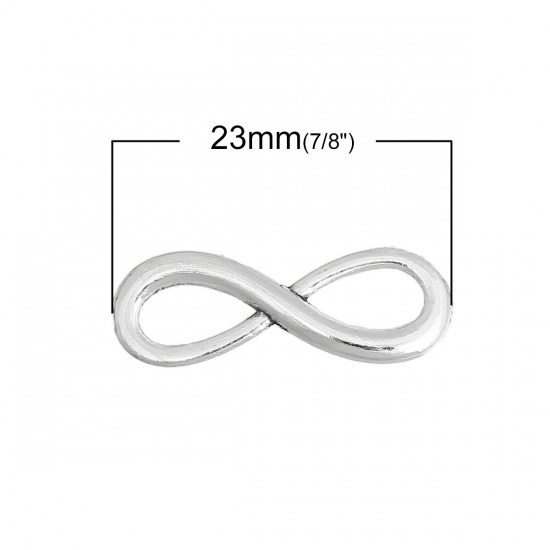 Immagine di Lega di Zinco Connettore Simbolo di Infinito Argento Antico 23mm x 8mm, 30 Pz