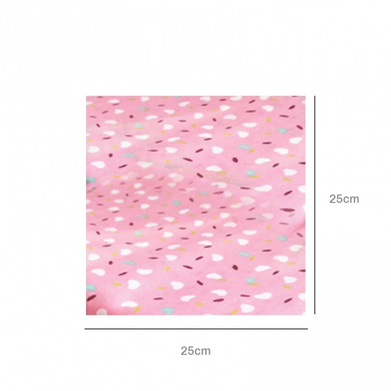 ピンク - プリントコットン（綿）生地 フラワー縞模様グリッドポルカドット布DIY布・手芸用25x25cm 7個 の画像