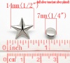 Imagen de Remaches Aleación Estrellas ,Tono de Plata 14mm x 13mm 7mm, 50 Juegos
