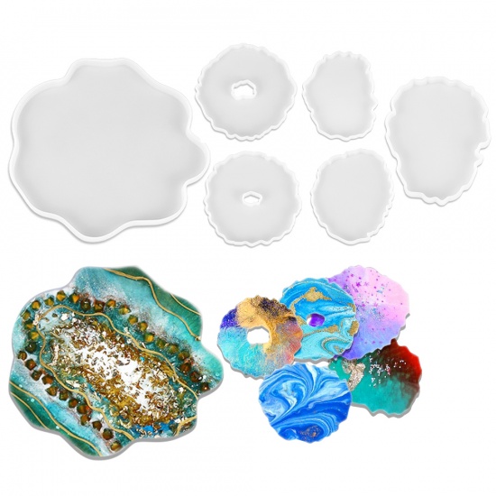 Immagine di Silicone Resin Mold For Jewelry Making Geometric White 1 Set ( 8 PCs/Set)