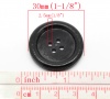 ウッド ボタン 円形 黒 4つ穴 3cm 直径、 30 個 の画像