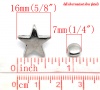 Picture of Zinc Based Alloy Spike Rivet Studs Pentagram Star Silver Tone 16x15mm(5/8"x5/8") 7x3mm(2/8"x1/8"), 30 Sets