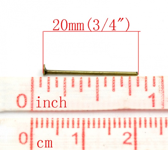 Picture of Iron Based Alloy Head Pins Antique Bronze 20mm( 6/8") long, 0.8mm (20 gauge), 700 PCs