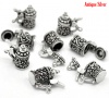 Picture of Zinc Based Alloy 3D Charms Beer Cup Tableware Antique Silver Flower Carved 19mm( 6/8") x 18mm( 6/8"), 10 PCs