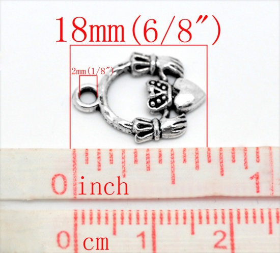 Bild von Antiksilber Claddagh-Ring Charm Anhänger 18mmx14mm, verkauft eine Packung mit 30 Stücke 