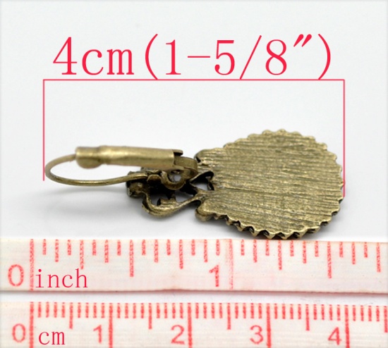 Bild von Messing Ohrring Tropfen Bronzefarbe für Cabochon (für 14mm x 10mm) 40mm x 16mm, Drahtstärke: (20 gauge), 10 Stück